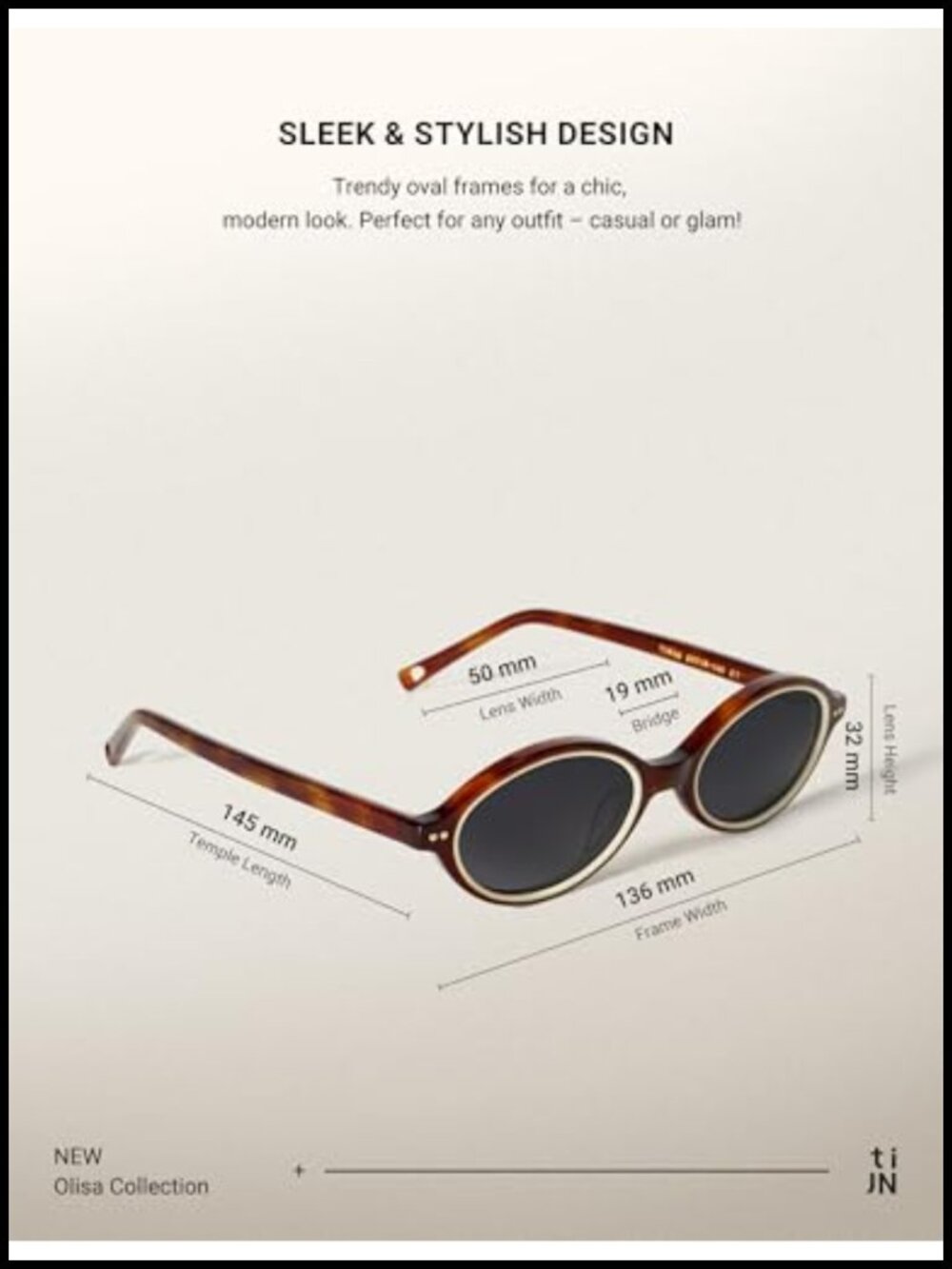 Polarized UV400 Oval Acetate Sunglasses Retro - Picture 3 of 6